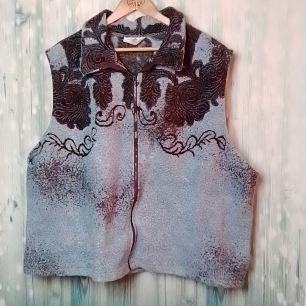 Black Mountain Outdoor full zip fleece vest 3X black & blue